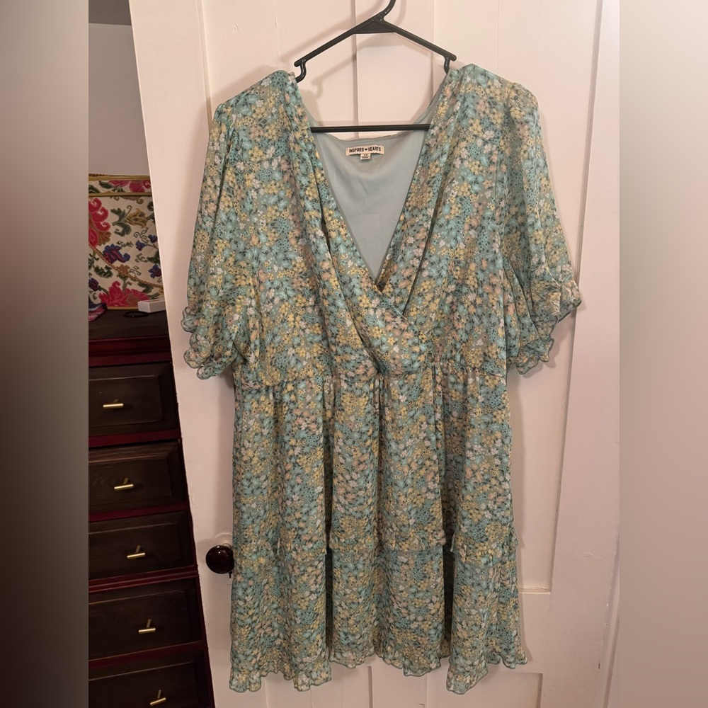 Inspired Hearts Blue Floral Midi Dress